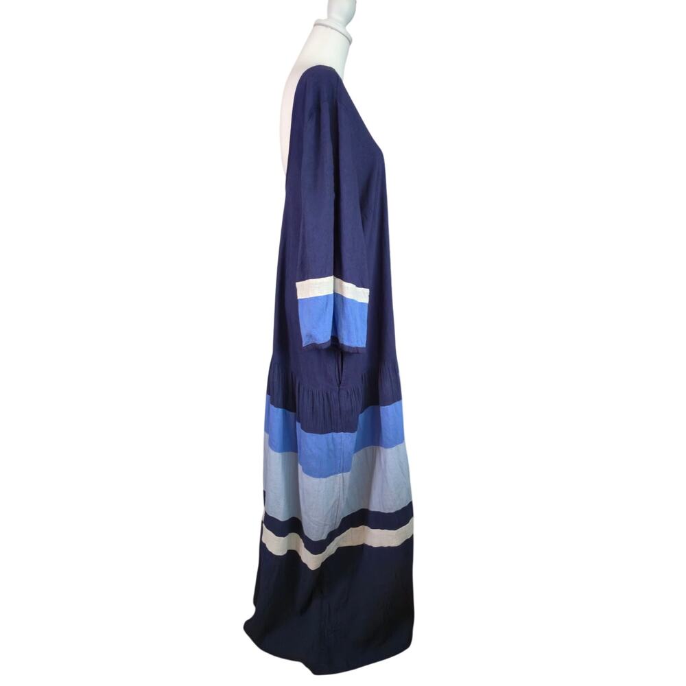 Boho Flowy Oversized Gauze Maxi Dress XL Blue Free People Free-est Manda Midi - Picture 5 of 10